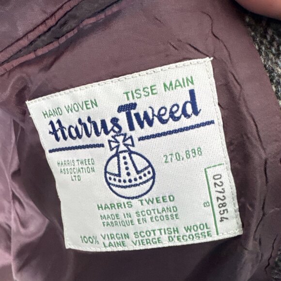 Harris Tweed Men 44 Wool Gray Blue Blazer Sports Coat Herringbone Moores - Picture 6 of 8